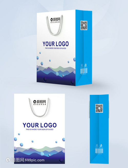 簡約藍(lán)色科技手提袋包裝與網(wǎng)站設(shè)計(jì) 塑造統(tǒng)一的品牌視覺體驗(yàn)